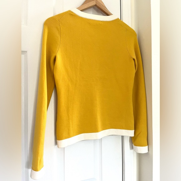 Banana Republic Women’s Cardigan XS Yellow White Trim Button Up - Picture 5 of 5